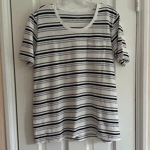 Muji Navy and White Striped Tee, Size XL